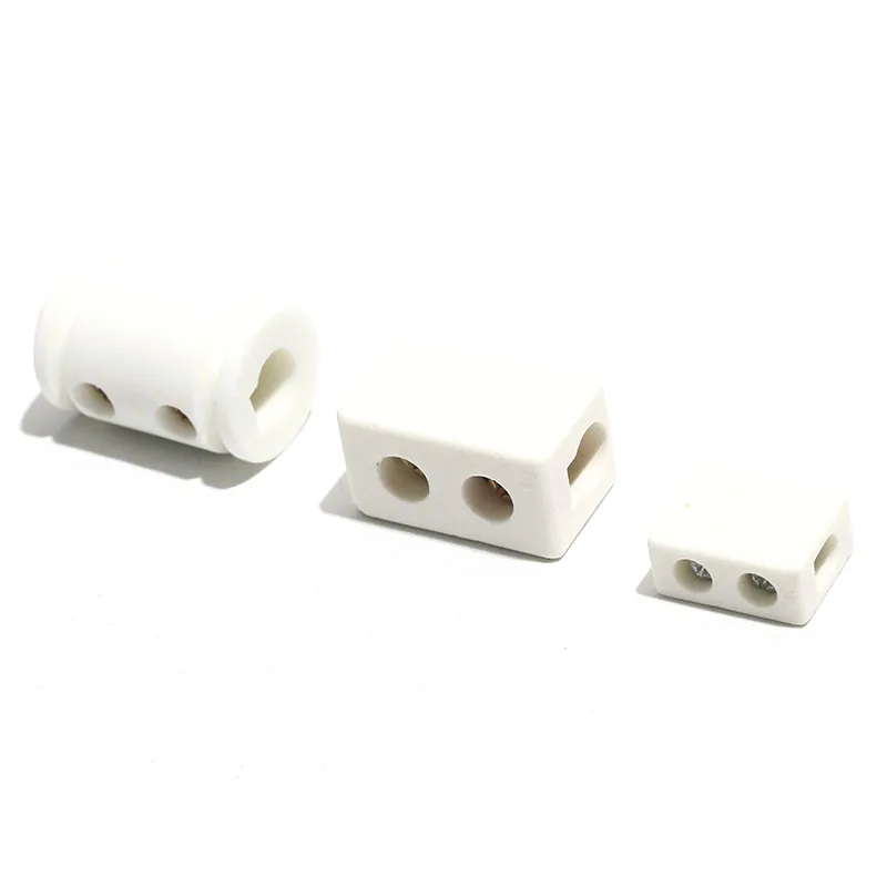 2pcs High Temperature Ceramic Terminal Block High Frequency Base Pure Copper 1 Position 2 Holes 30A 10A for Heater Square Round