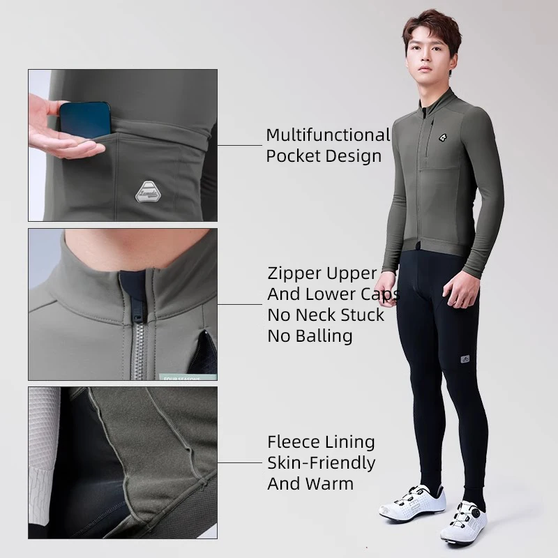LAMEDA Men Women Cycling Jersey Autumn Winter Warm Fleece Jacket Breathable Windproof MTB Road Bike Long Sleeve Sportwear