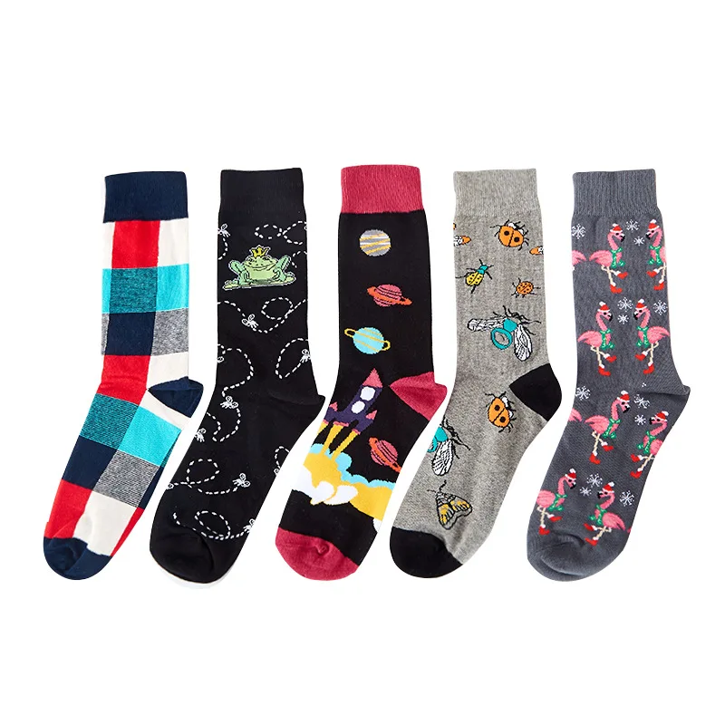 Happy Fashion Mans Socks Hip hop Harajuku Kawaii Cartoon Cotton Socks Star Trek Animals Geometric Funny Casual Sock Gift for Men