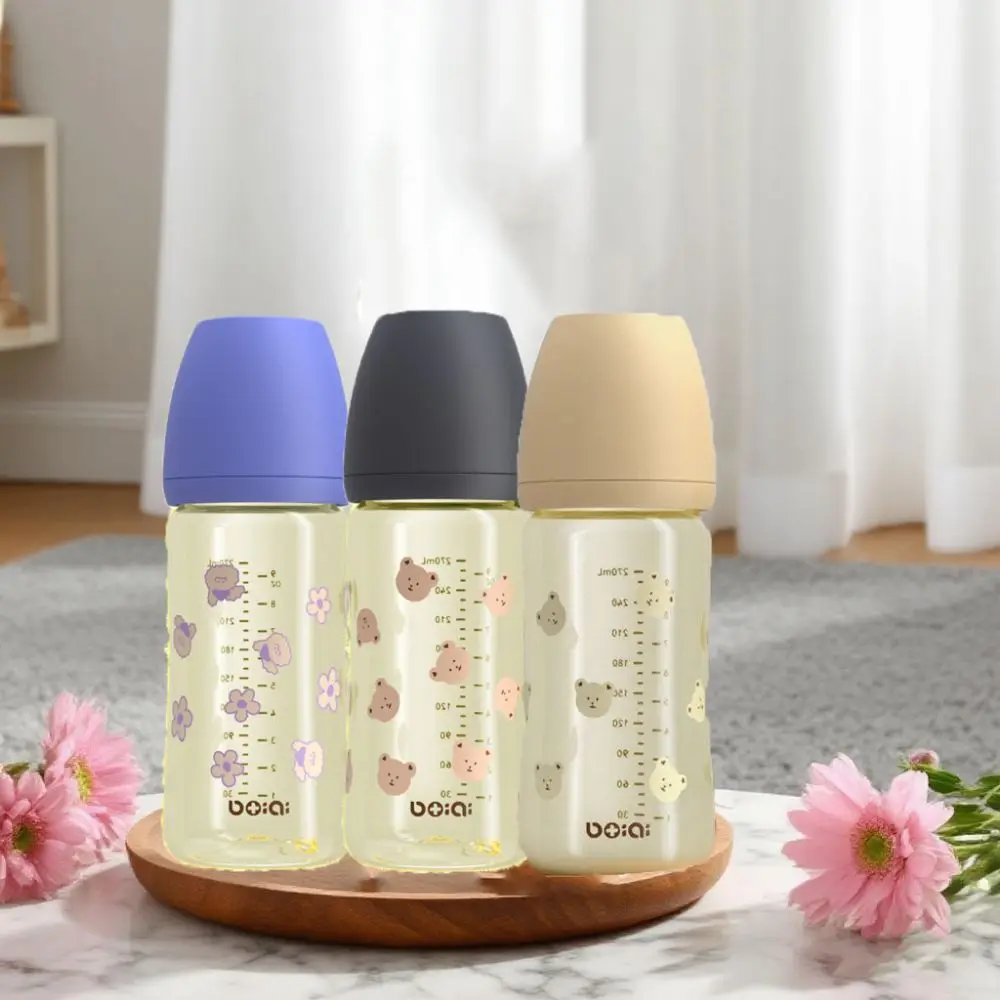 

Silicone Nipple 270ml Baby Bottle Food Grade PP Baby Milk Bottle Newborns Infant Baby Bottle With Handle Feeding Utensils