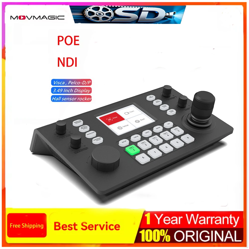 NDI Camera Decode Controller PTZ Camera Control Keyboard 3D rocker 3.49” Inch Display Network Joystick Master Control Panel