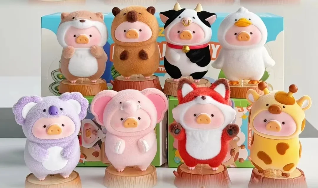 متوفر في المخزون الأصلي لولو الخنزير الحيوان سلسلة الحفلات صندوق أعمى لطيف أصبع عمل الشكل الفيل أنيمي الدمى اللعب الهدايا الساخن