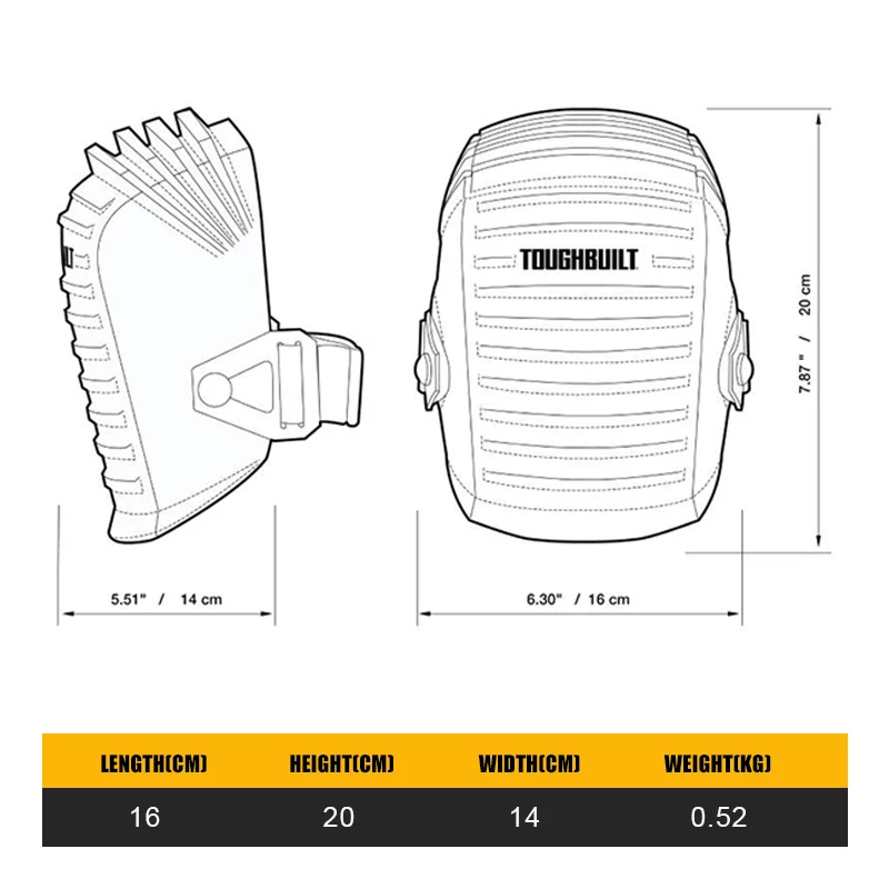 TOUGHBUILT TB-KP-102 Waterproof Knee Pads Labor Protection Kneeling Protection Kneeprotection Power Tool Accessories