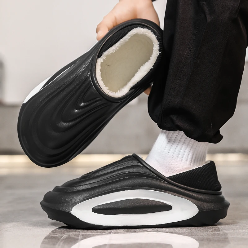 YRZL Zapatillas de invierno para hombre, zapatos cálidos para casa, térmicos, antideslizantes, cómodos, forro peludo, antideslizantes para interiores y exteriores, para invierno