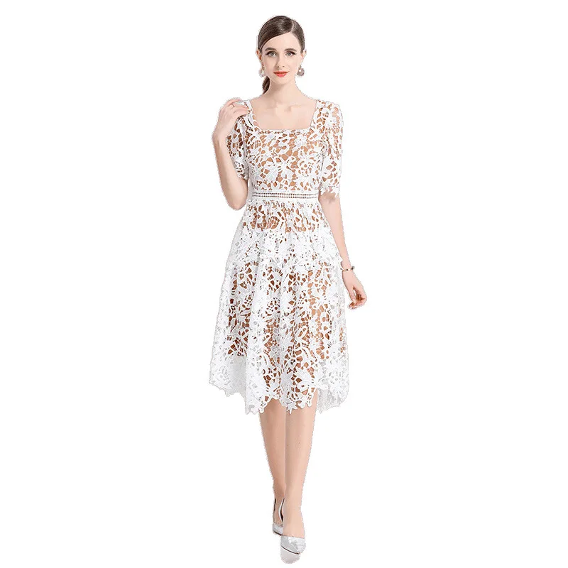 Originale di lusso Faion che dimagrisce scava fuori pizzo colletto quadrato Dr Winter Thiened lavorato a maglia in poliestere da donna Premium Dr