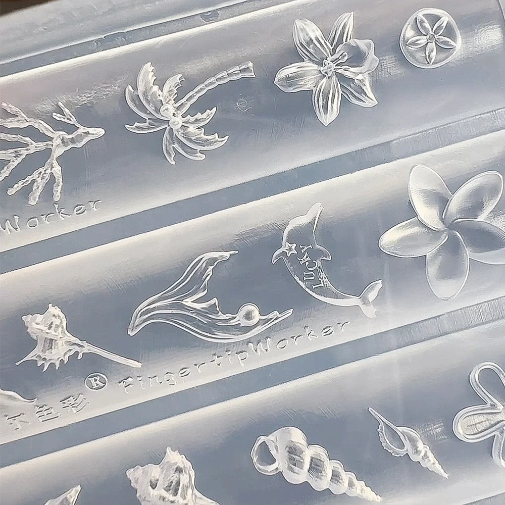 1 قطعة ثلاثية الأبعاد نجم البحر قذيفة زهرة دولفين مسمار قالب من السيليكون لينة ختم لوحات DIY بها بنفسك اليدوية أداة المحيط محارة قالب أدوات مانيكير