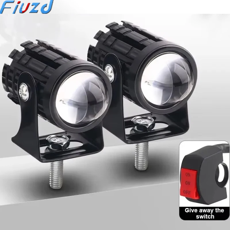 Universal LED Projector Headlight with Dual-Color Lens – Fog & Driving Light for Motorcycles, ATVs, and Scooters
