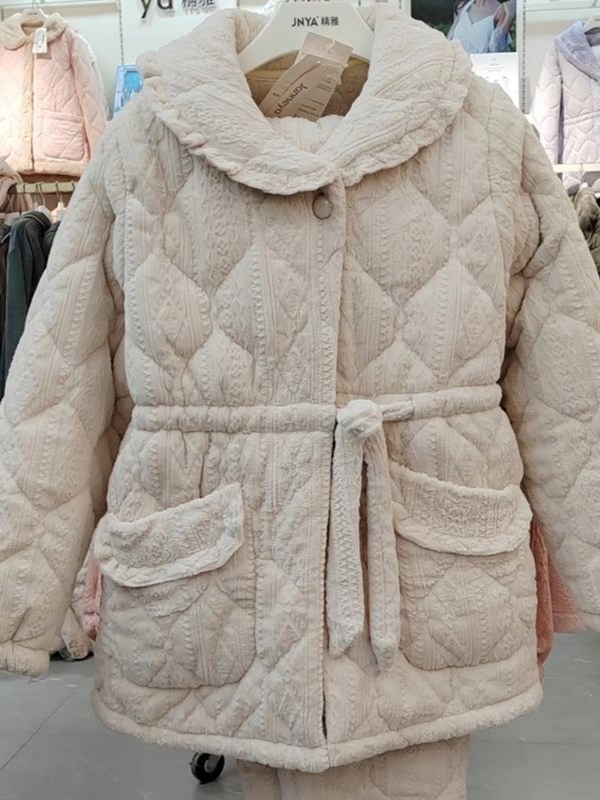 thiened-coral-fce-spwear-–-ensemble-de-vetements-d'hiver-pour-femmes-pour-la-maison-cintre-a-la-taille-ceinture-deux-pieces-grande-taille