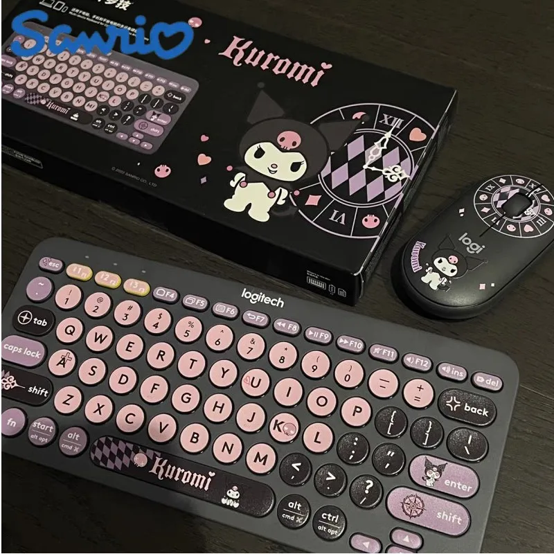 Sanrio Kuromi Logitech K380 Keyboard Cute Cartoon High-value Girl Heart Wireless Bluetooth Keyboards Portable Gaming Office Thin