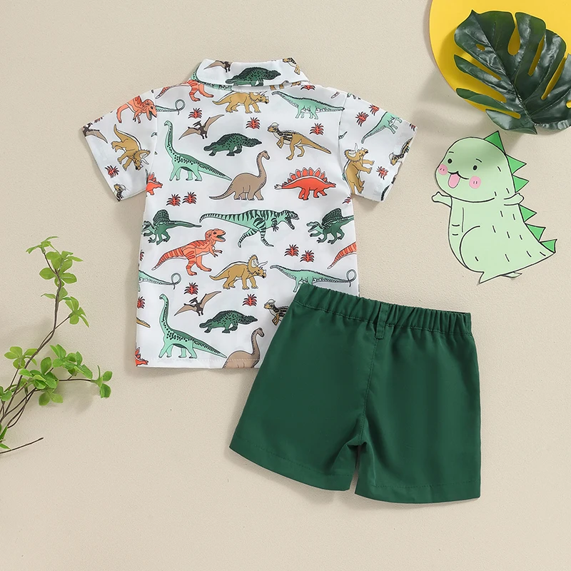 Baby Kids Clothes Boys Short Sleeve Animal Print Bow Tie Shirt with Shorts Set Toddler Summer gentleman ​Outfit Clothes