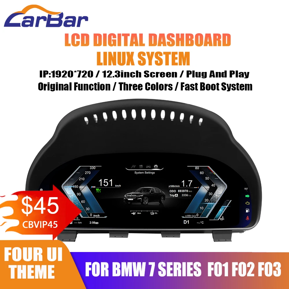 

Carbar New LCD Digital Dashboard Cluster Digital Speedometer For BMW 7 Series F01 F02 F03 2009-2015 Instrument Cluster Screen