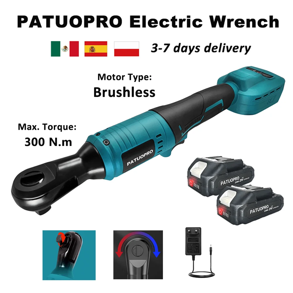 300N.m Brushless Electric Ratchet Wrench Cordless Wrench Removal Screw Nut Car Repair Power Tool For Makita 18V Battery