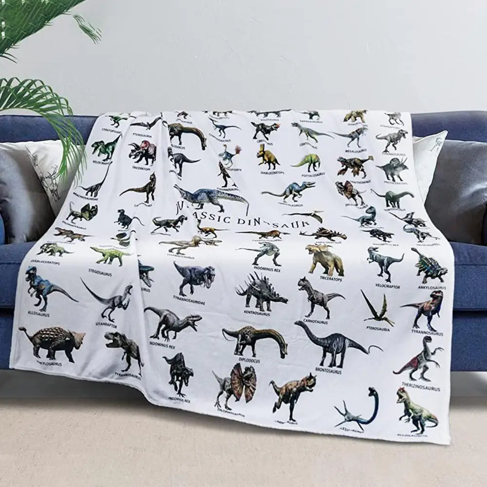 Lightweight Bed Blanket Warmth Blanket Super Soft Flannel Dinosaur Alphabet Blanket Cozy Sofa for Kids for Dinosaur for Home