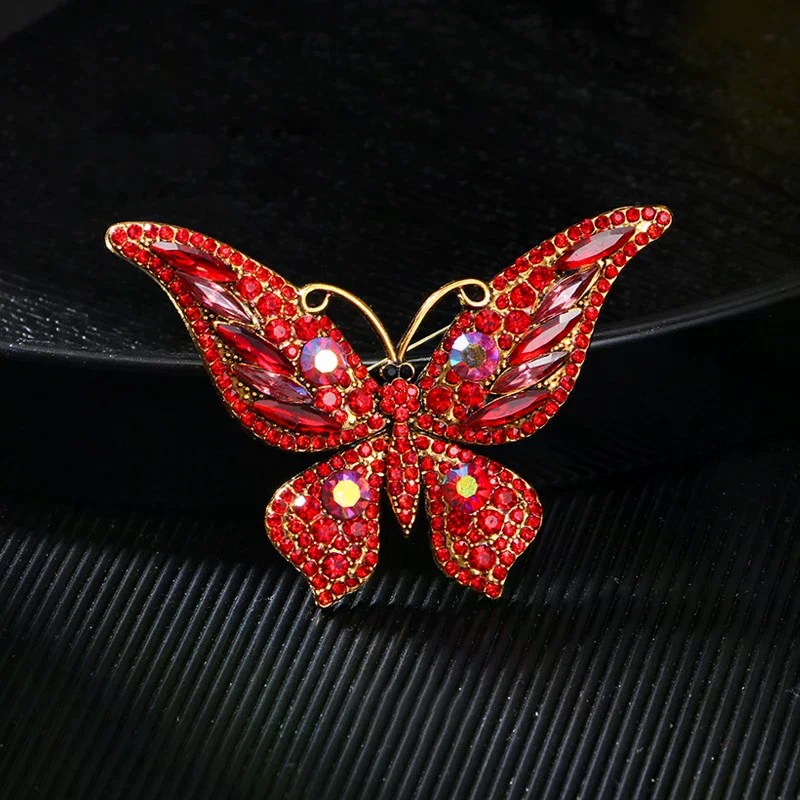 Fashion Full Zircon Butterfly Brooch For Women Luxurious Animal Corsage Pins Wedding Party Clothing Accessories Jewelry Gifts