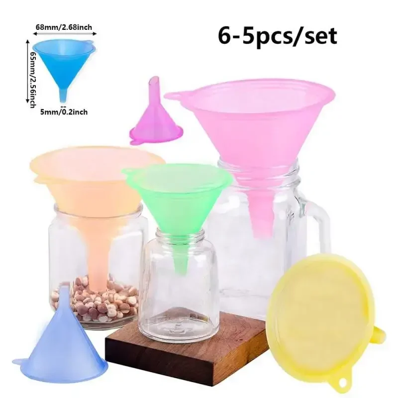 Colorful Translucent 6-5 Pcs/Set Stackable Kitchen Mini Funnel Multifunctional Home Funnel