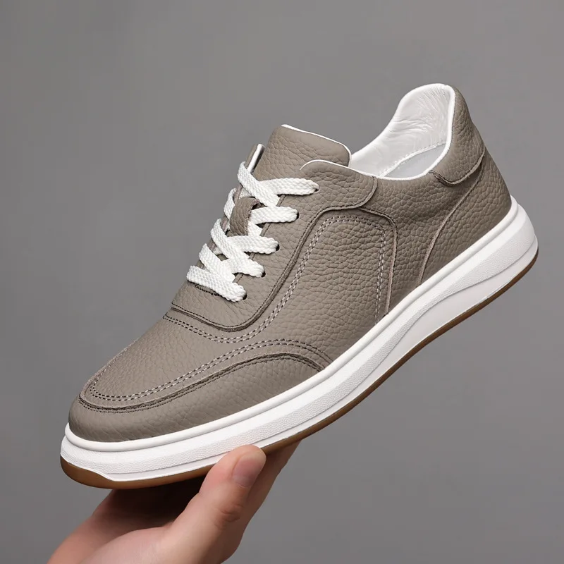 Classic Men Casual Shoes Top Layer Cowhide Breathable Leather Upgraded Version New Style Comfortable Rubber Sole Loafers Shoes