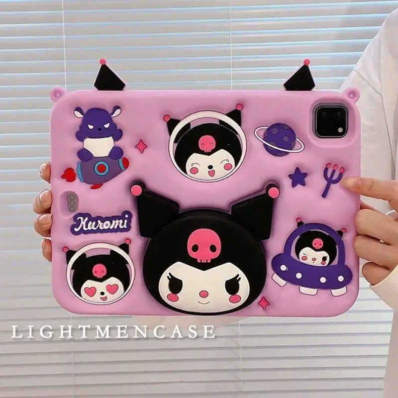 

Sanrio Kuromi милый чехол для планшета Ipad Air6, новый мультяшный настольный чехол с кронштейном, силиконовое сердце девушки, модный защитный чехол для планшета