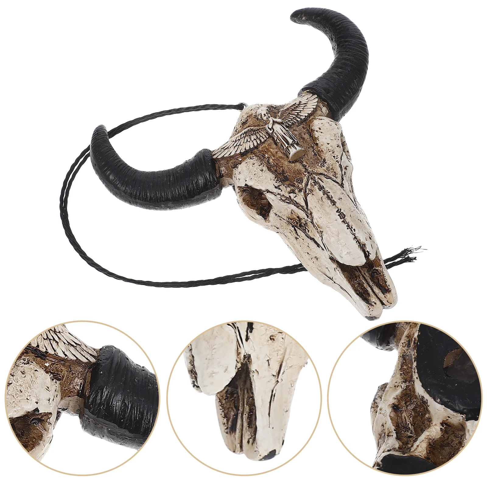

Vintage Cow Horn Pendant Hanging Decoration Resin Animal Skull Wall Decor Ornament Home Office Restaurant Bedroom Wall