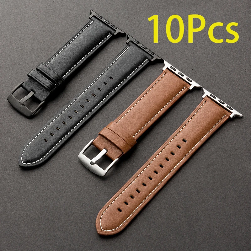 10Pcs Leather Watchband For Apple Watch 38/40/41mm Women Strap For iWatch Ultra 8 7 6 SE 5 4 3 Men Band 42/44/45/49mm