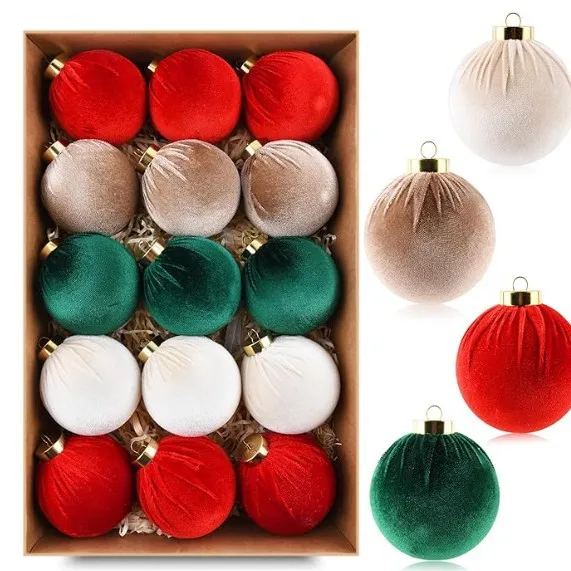

15PCS wrapped cloth ball Christmas ball ornaments Christmas decorations hanging ornaments