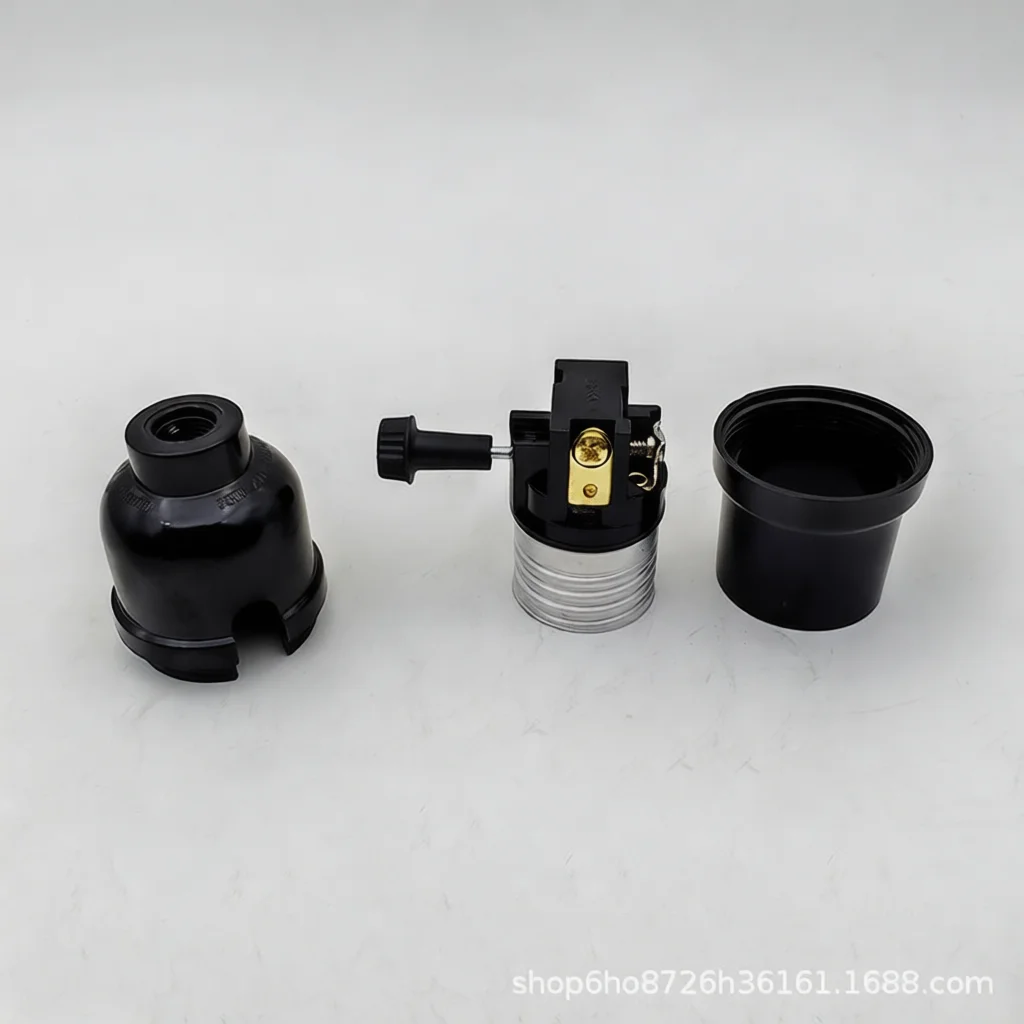 DIY Lamp Accessory E27 Bakelite Socket Black Threaded Body Pull Chain Switch Connector Stable Home Lighting Fixture