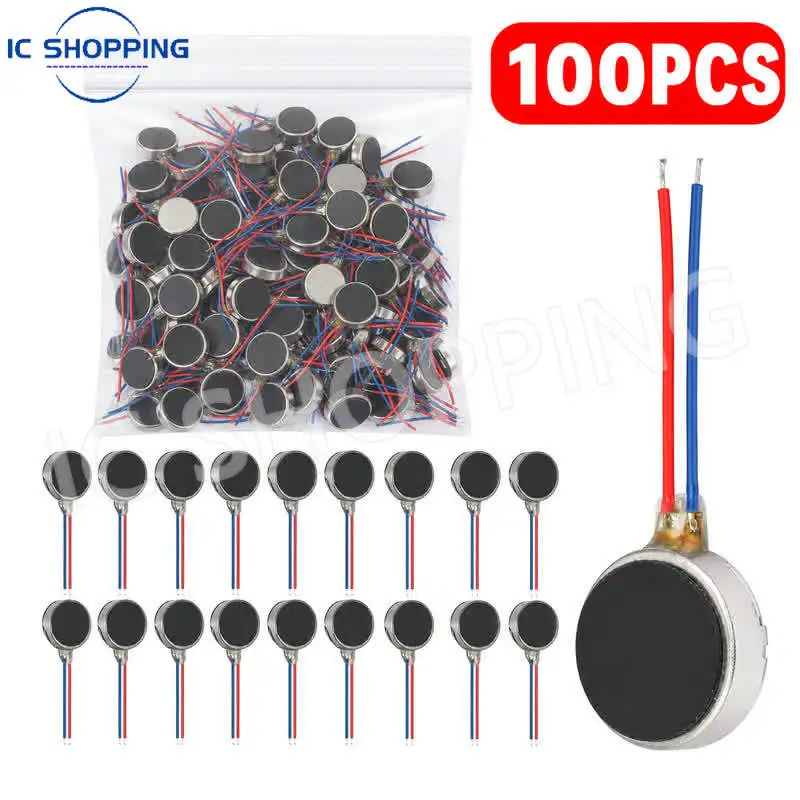 100PCS Micro DC Vibration Motor 0820 0827 0834 1020 1027 1030 1034 Flat Coin Motor DC 3V for Mobile Phone DIY Electronics