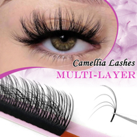 CoMango Stable Multi-Layer 3D Fluffy Lashes LC/LD Camellia Eyelashes Extension Wispy Premade Volume Fans Russian False Lashes