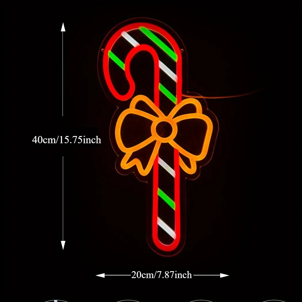 عيد الميلاد النيون علامة عيد الميلاد قصب الحلوى أضواء الليل أجراس ضوء النيون لغرفة نوم غرفة المعيشة خزانة الديكور