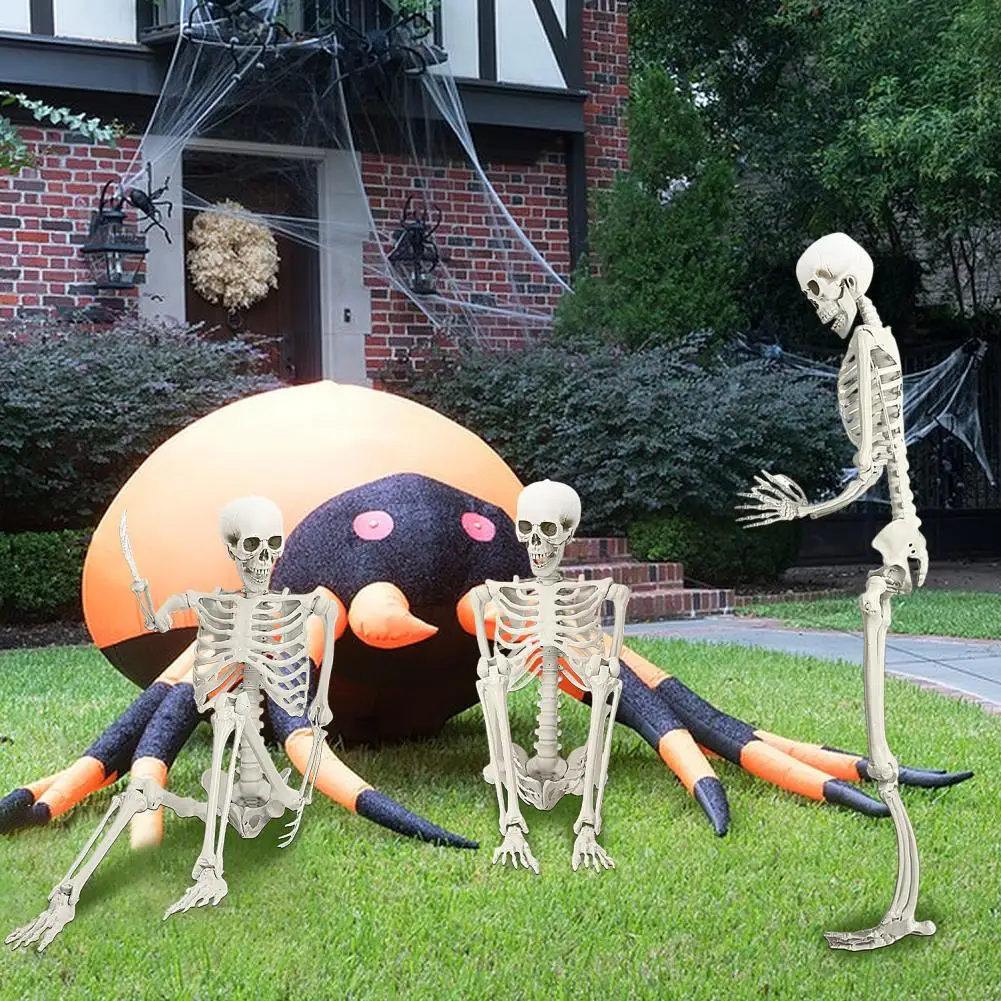 

5.4FT Poseable Skeleton Prop, Movable Joint Skeleton Decoration, Life Size Plastic Halloween Human Bones Skeleton Party Supplies