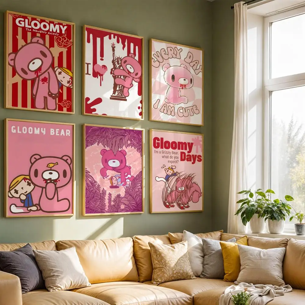 C-Cartoon G-Gloomy Bear Vintage Poster High-Quality Canvas Print Stylish Wall Mural For Bedroom Living Room Decoration Artwork