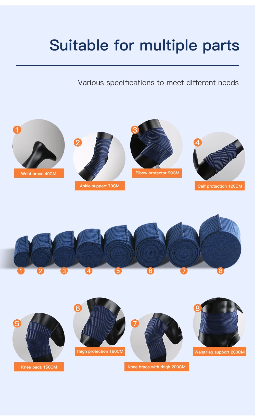 1 Stück Kompressionsbandage Knöchel Sport Ellbogenschutz Polster Wickel Stütze Knöchelbandage Kniepolster – Detail 7