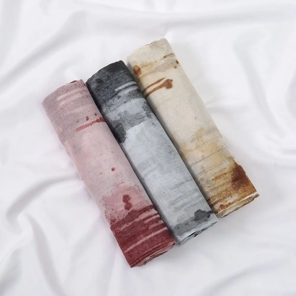 

Light Weight Watercolor Printed Shawl Hijabs Soft Breathable Headscarf Women Scarf