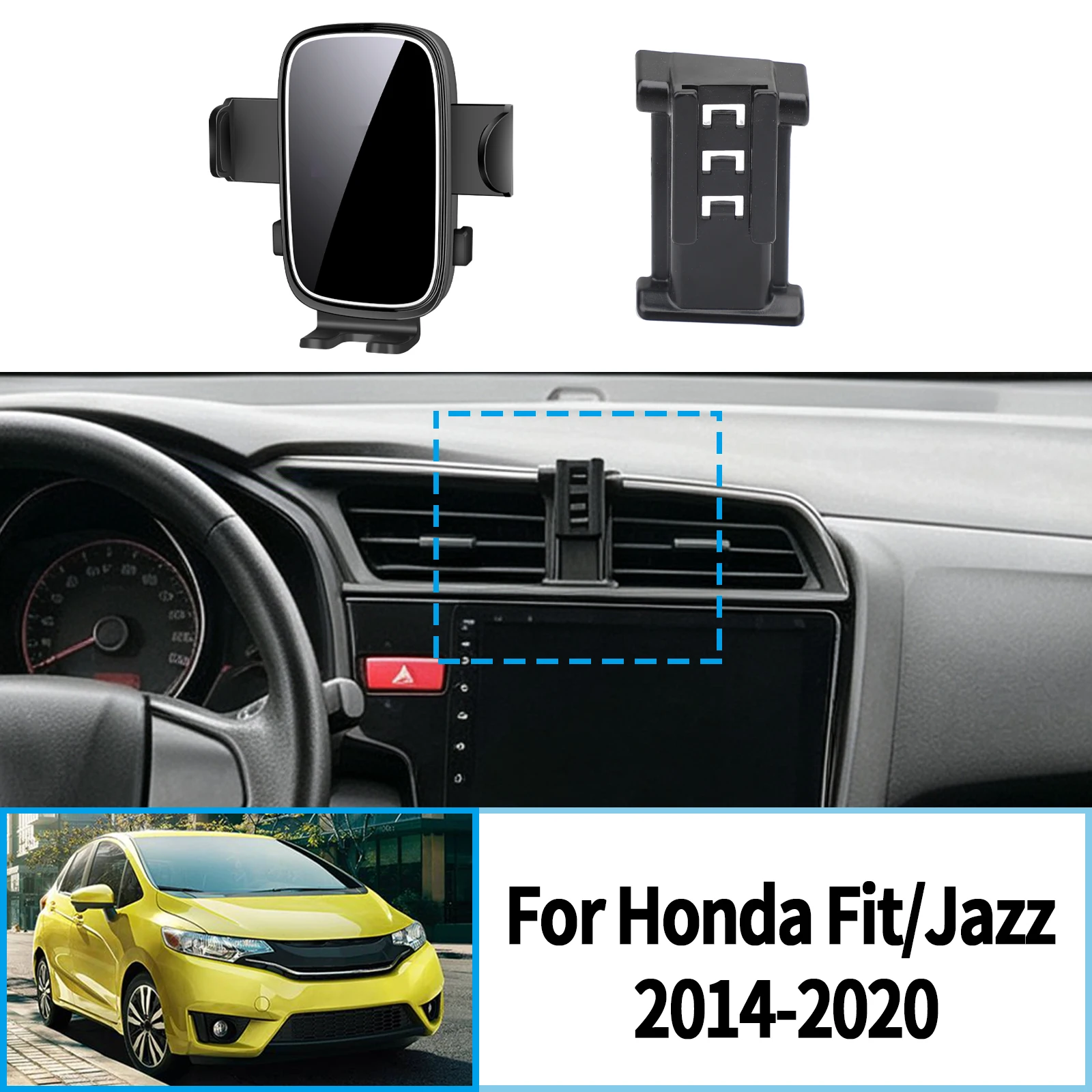 For Honda Fit Jazz GK 2014-2017 2018 2019 2020 LHD Stable Clip-On Phone Holder​​ Mount Screen Base No Vibration​ Car accessoires