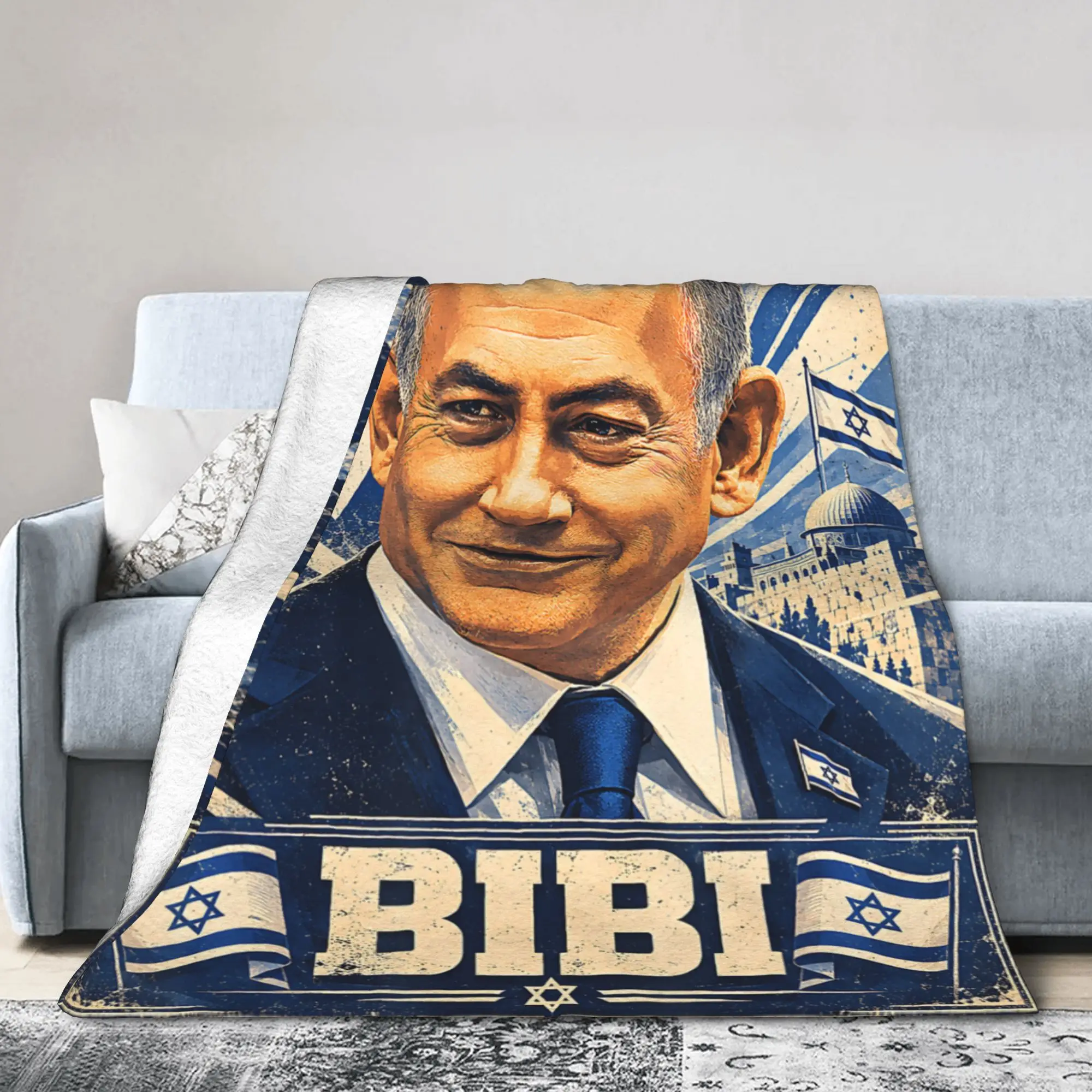 Benjamin Netanyahu Prime Minister Flannel Blanket Soft Bedding Throws for Home Decor Travel Fashion Bedspread Sofa Bed Cover
