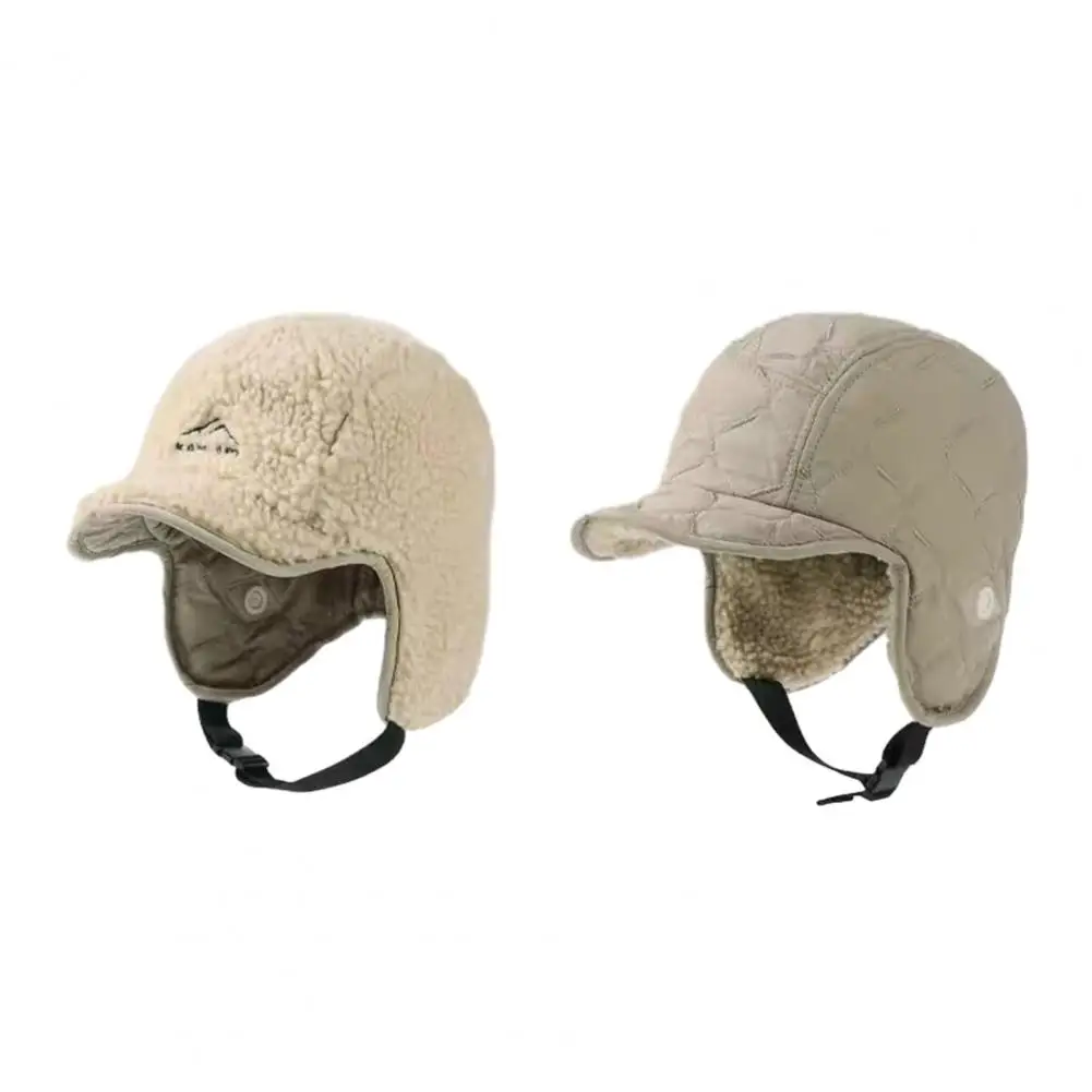 Faux Fur Hat Waterproof Lei Feng Hat with Ear Flaps Thickened Plush Lining Winter Cap Windproof Resistant Outdoor for Men
