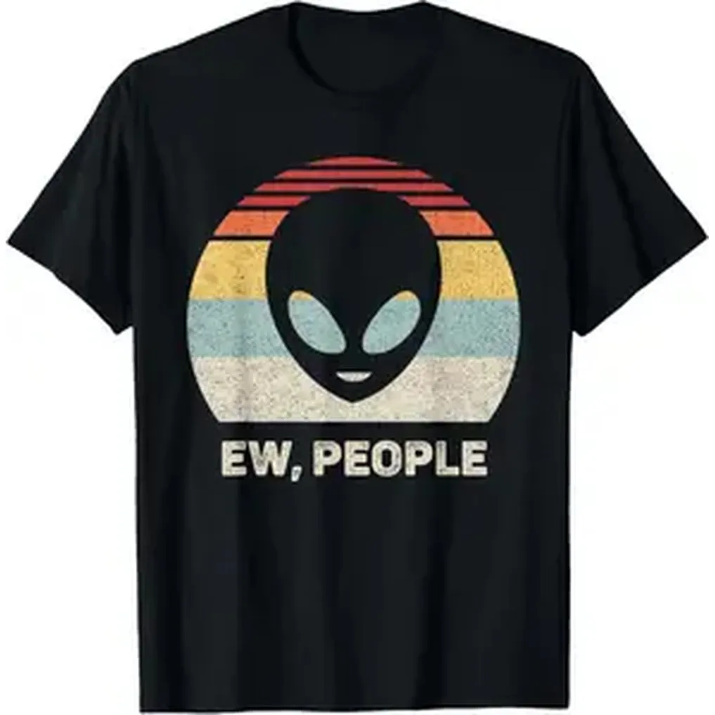 [Cotton] Retro Ew, People Shirt With Alien Vintage Funny Alien T-Shirt Golf Gift T-Shirt For Men And Women
