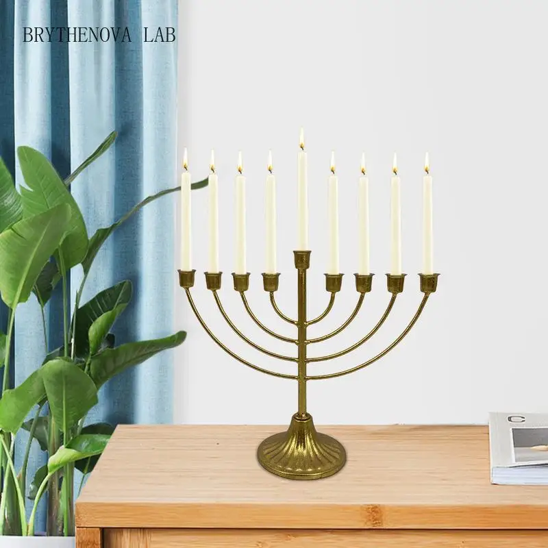 Jewish Candle Holder 7/9 Branch Candlestick Metal Candle Hanukkah Holder Candlestick Jewish Menorah Stand Decorations