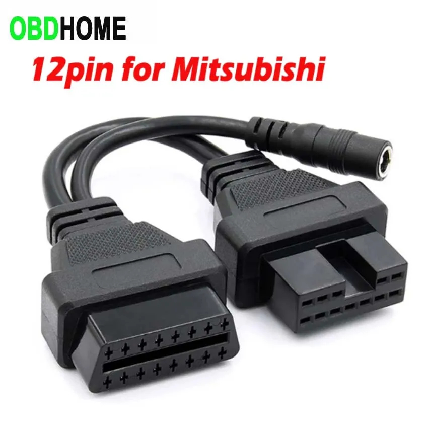 12 To 16P OBD for Mitsubishi 12 Pin Cable Connector To 16 Pin 0DB OBDII Diagnostic Cable for Mitsubishi 12Pin OBD2 Connector