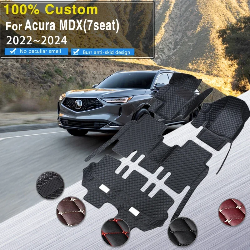 

Quality Car Floor Mats For Acura MDX YD8 YD9 YE1 2022 2023 2024 7seat Anti-dirty Leather Carpets Floor Mat Tapis Voiture Car Acc