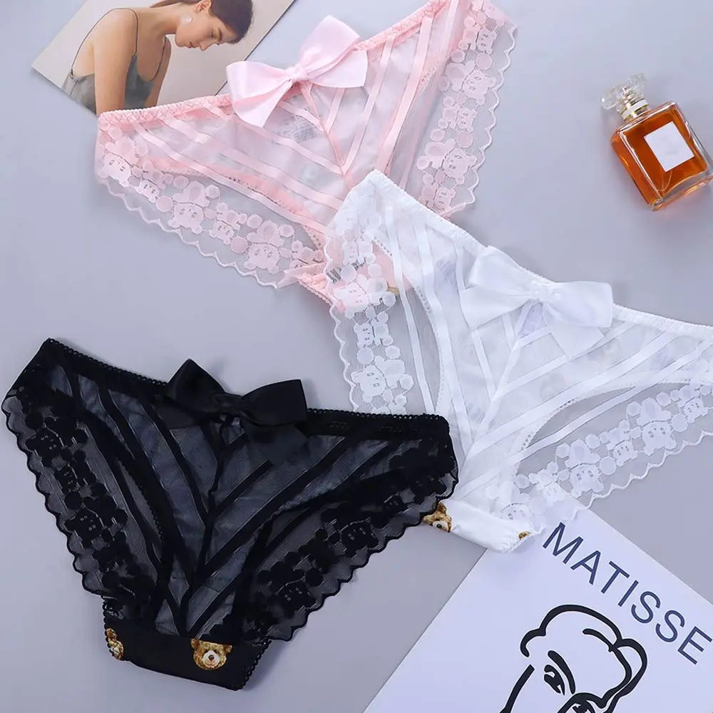 

Korean Girls Low Waist Lace Ruffled Lingerie Underwear Milk Silk Women Panties