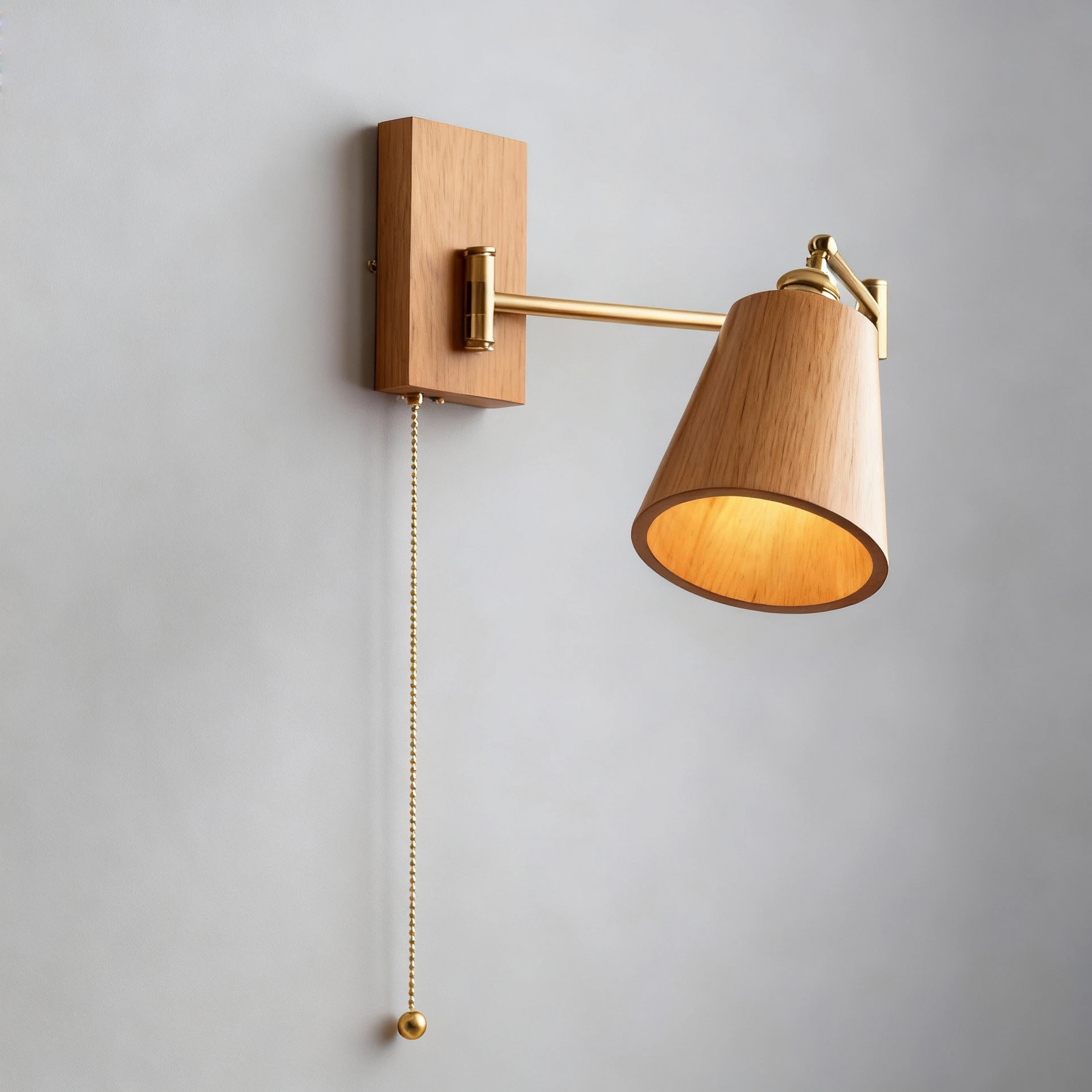 Japanese Wabi-Sabi Oak Walnut Wood Rocker Arm Wall Lamp For Living Room Bedroom Study Hallway Home Decor Bedside Reading Light