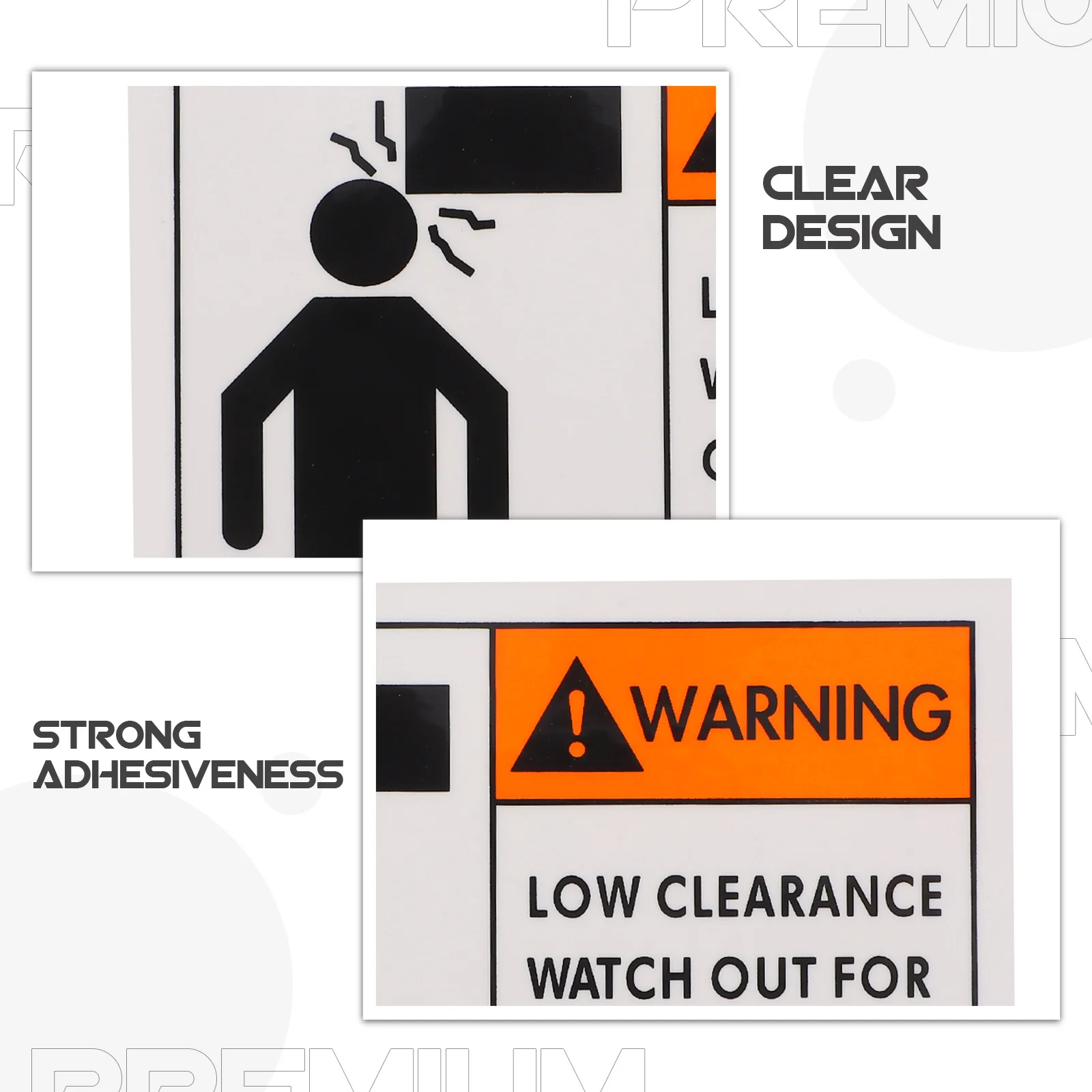 Bright Colored Warning Sticker for Overhead Obstacles Strong Adhesive Safety Sign for Vehicles Warehouses Construction Zones