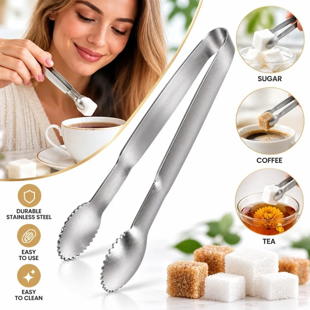 Gifts Mini Food Tongs Food Grade Stainless Steel Serving Tongs Small-Sized Multi-Purpose Ice Cube Tongs Party Supplies