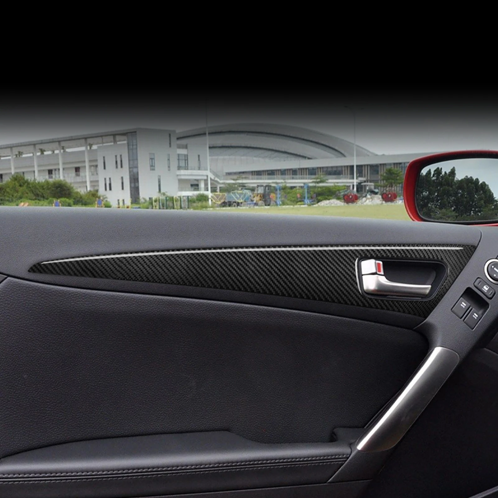 Real Carbon Fiber Car Accessories Door Decorative Panel Trim Cover Soft Sticker For Hyundai Genesis Coupe 2013 2014 2015 2016