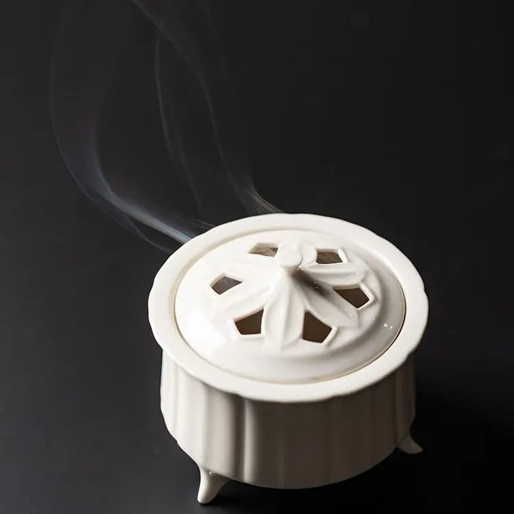 Japanese-style Creative Handcrafted Wood Ash Three-legged Incense Burner Retro And Simple Ceramic Household Incense Base