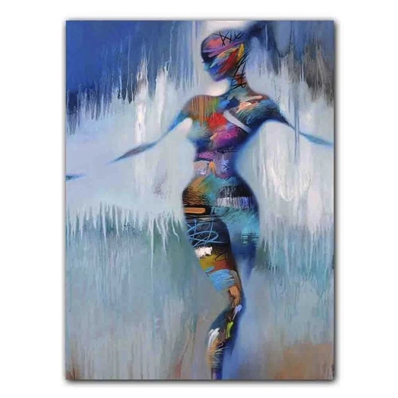 

High Quality Handmade Figure Nordic Graffiti Abstract Beauty Girl Body Canvas Oil Painting for Bedroom Home Decoration Mural