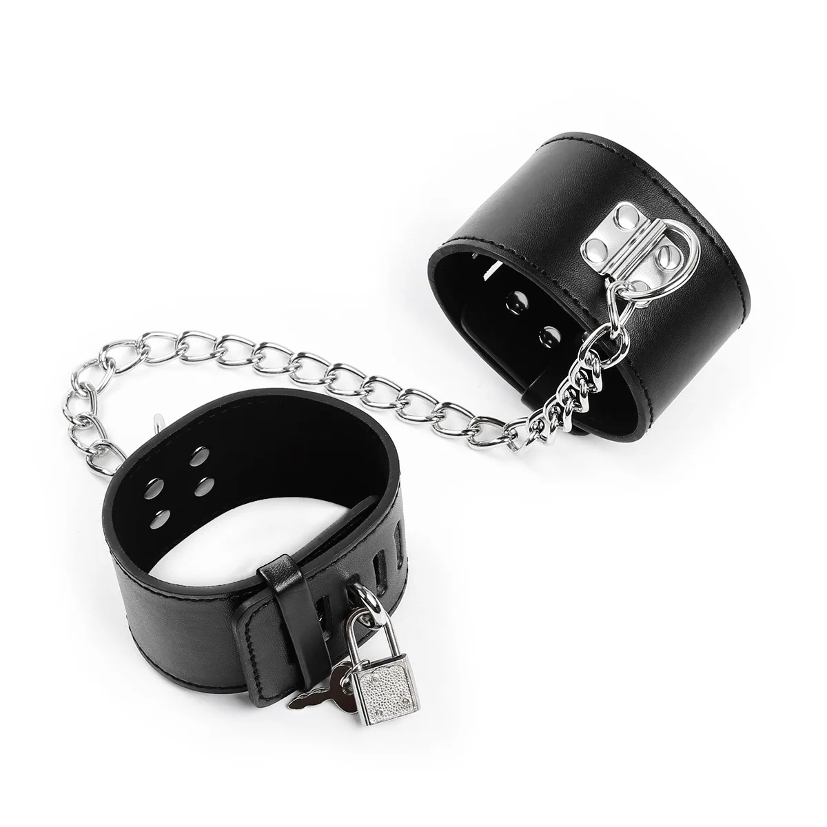 Juguete de esposas sexuales con candado 18+ para juegos eróticos SM para adultos, esposas de sujeción para manos, accesorios de bondage sexual para parejas, esposas de PU con candado.