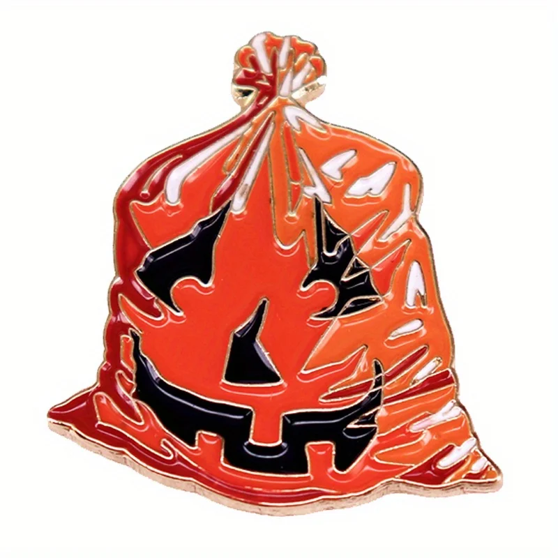 Pumpkin Garbage Bag Enamel Pin Brooch Vintage Pumpkins Lantern Emblem Cute Backpack Jacket