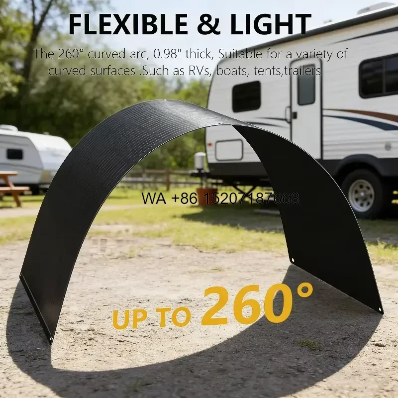 Wmwmnu Durable 100W 23 Percent Efficient Flexible Monocrystalline Fiberglass Solar Panel 12V Lightweight Bendable Module for