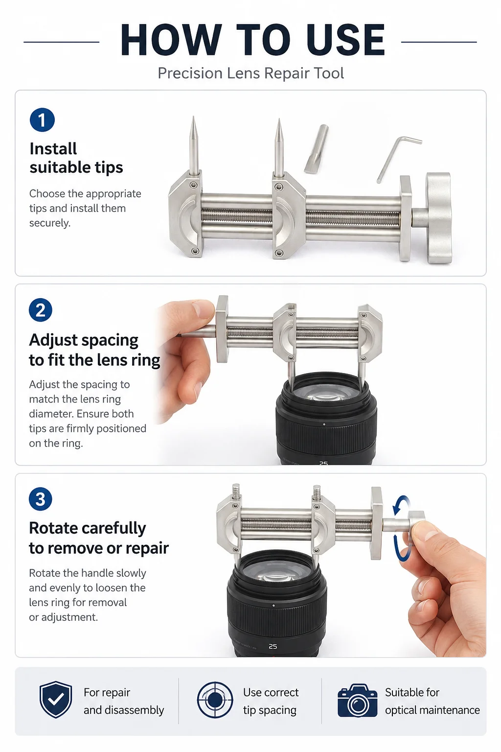 Optical Lens Restoration Repair Wrench, Upgraded Stainless Steel Spanner for Camera Filter Dent Fixing and Lens Ring Removal